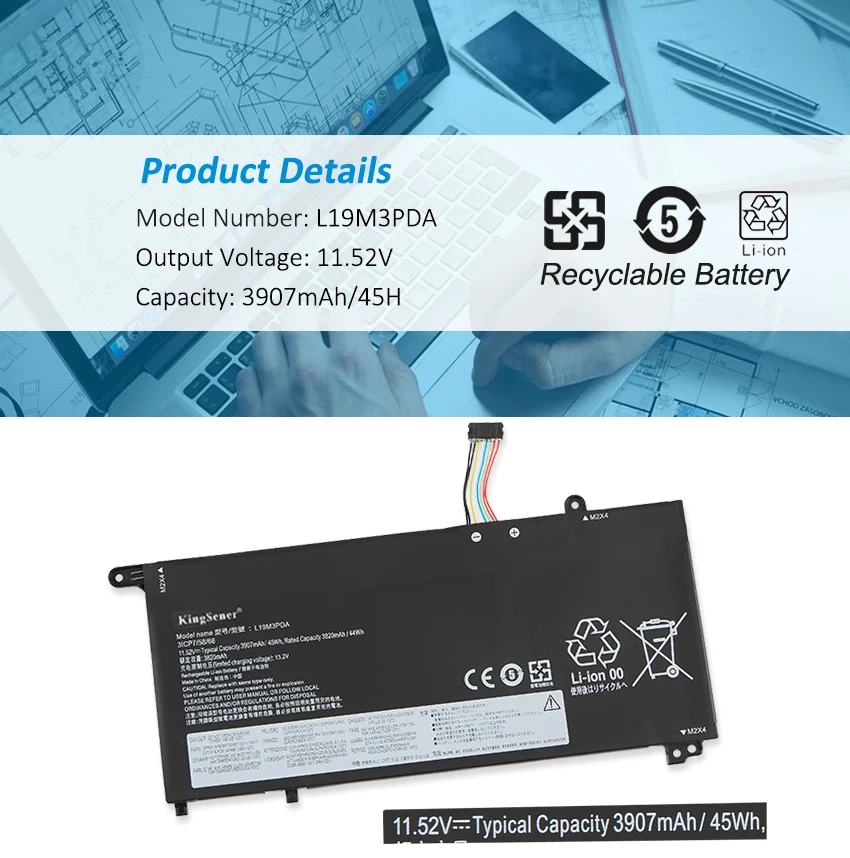 Kingsener-bateria do Portátil para Lenovo Thinkbook 14 15 g3 g2 K4e-are Itl L19c3pda L19m3pda L19d3pda L19d3pda 11.52v 3907mah - Imagem 2