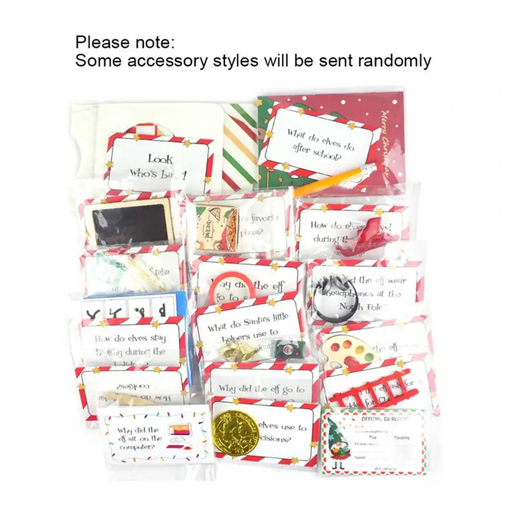 24 Days Christmas Elf Kit Countdown to Christmas Elf Adventure Prop Holiday Ladder Blackboard Greeting Card Toys Set
