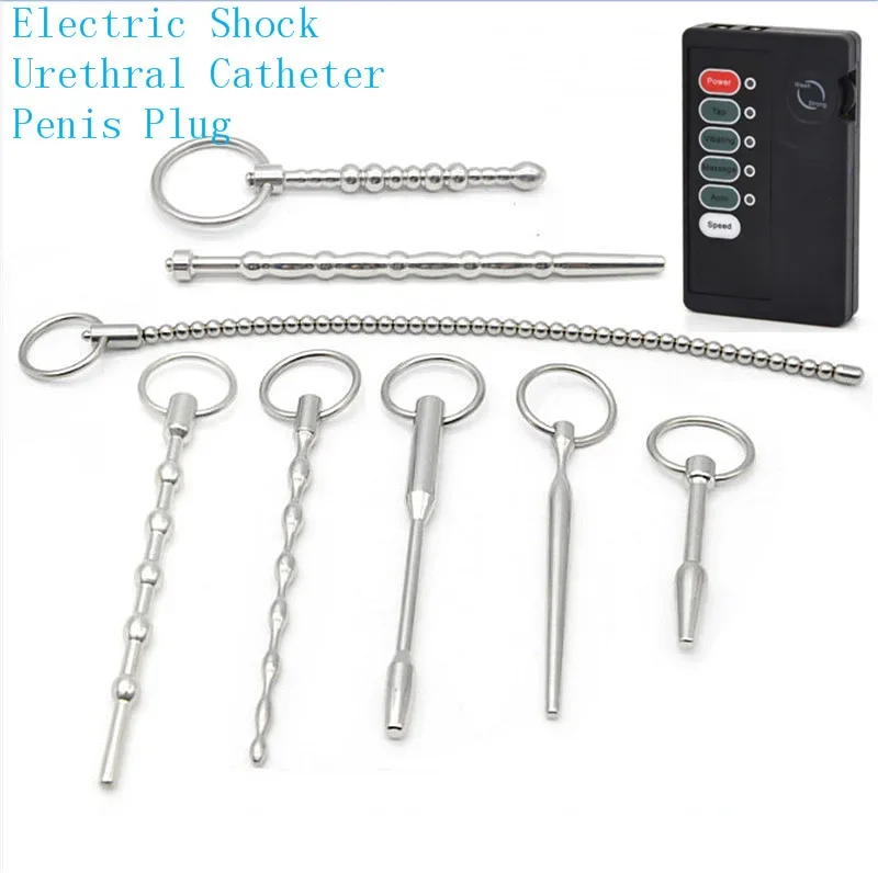 Stimulation Massage Penis Plug Sex Toys For Male Masturbator Medical Themed Toys Urethral Sound Electric Shock Urethral Dilator