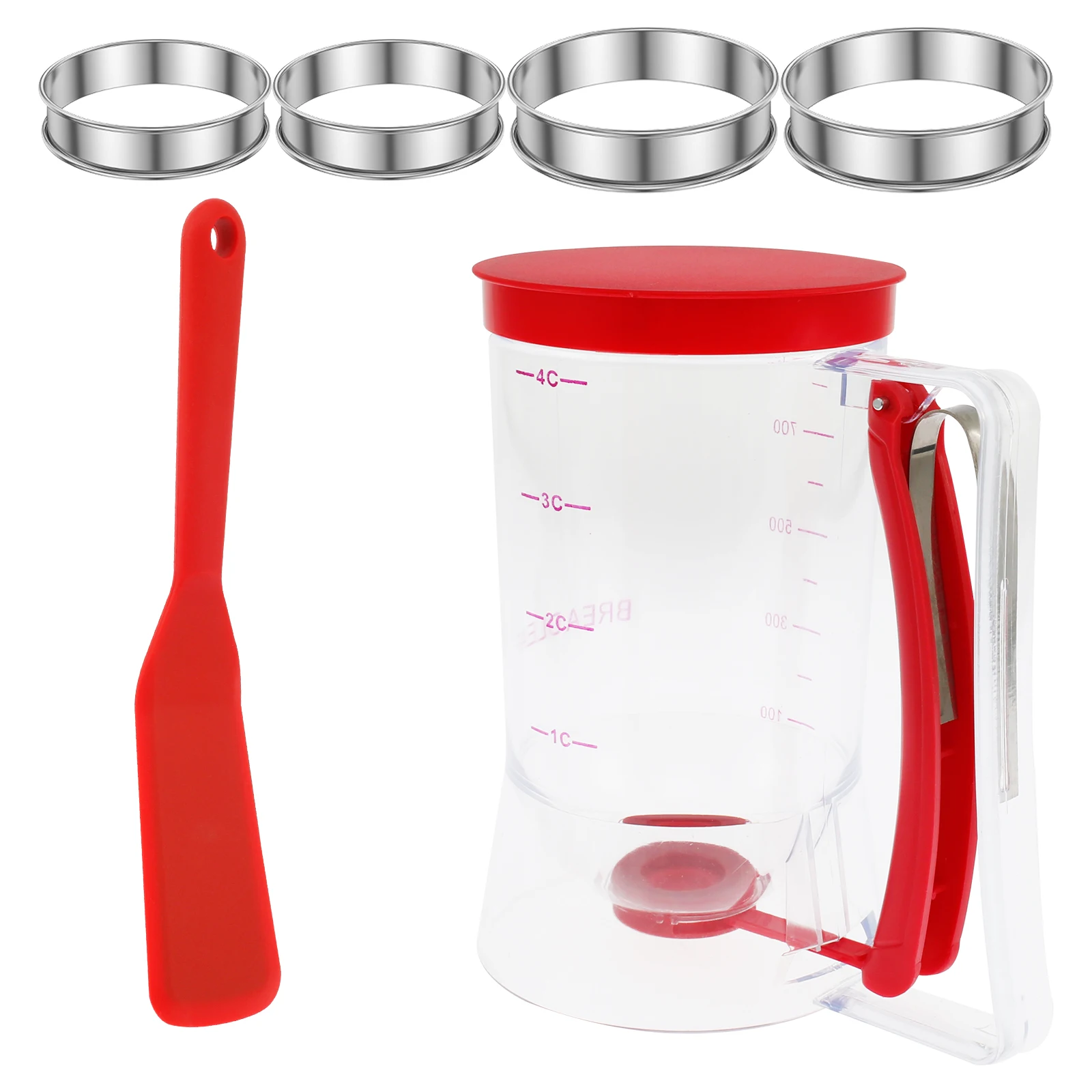 Batter Separator Easy to Use 900ml Pancake Batter Dispenser Reusable Dispenser Set with Mousse Rings Spatula