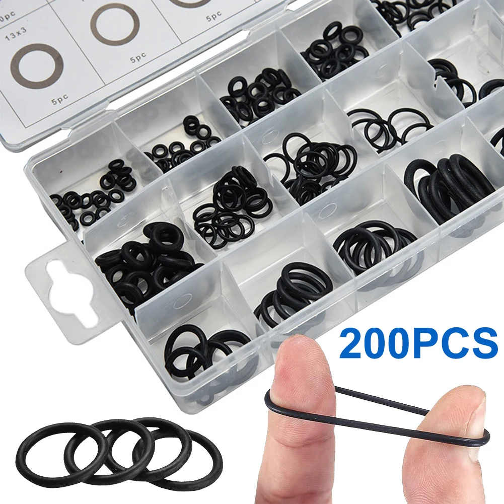200pcs Rubber O Ring Set Gaskets Seal Nitrile Rubber Bands High Pressure O-Rings Repair Kit for Protect Wire Cable Hole