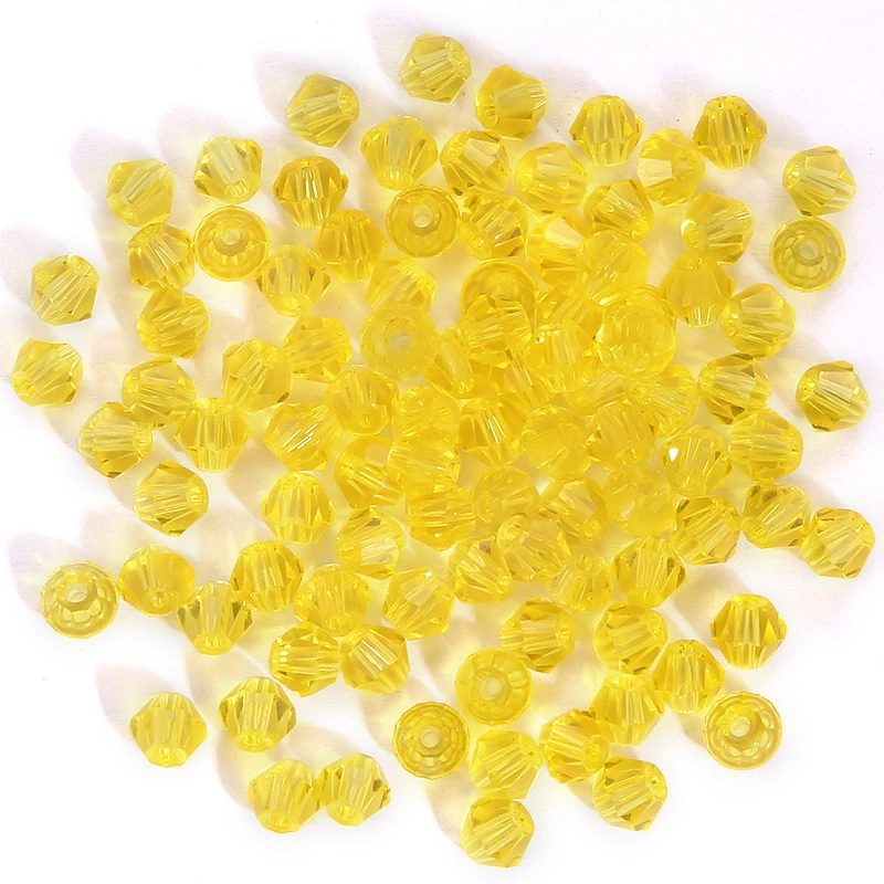 100Pcs 4MM Faceted Crystal Glass Bicone Beads for Jewelry Making and DIY Crafts
