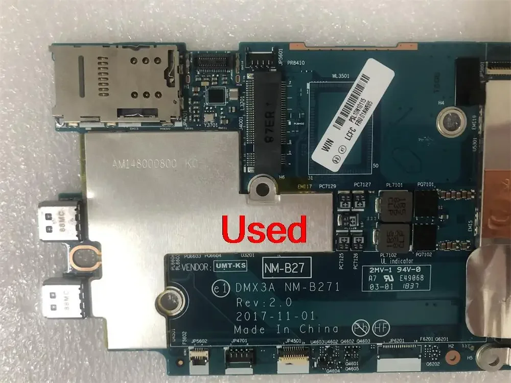 Used for lenovo ThinkPad X1 Tablet 3rd Gen Motherboard Mainboard CPU I5-8350U 8GB FRU 01AW885