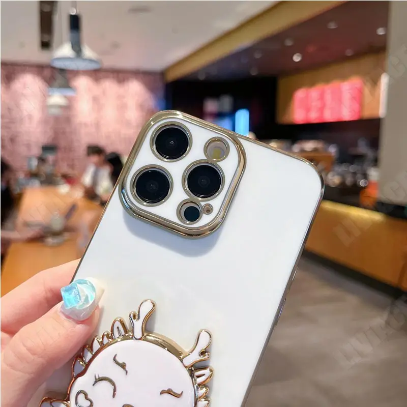 Coque plaquée Dragon mignon pour Samsung Galaxy S21, S20, S22 Ultra, S23, S21plus, S20FE, S10, S9, S8, Note 10, 20 Plus_voghion.com