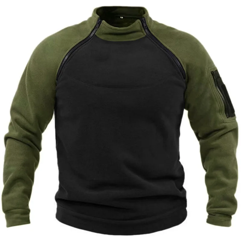 Men's Sweater Loose Contrast Color Outdoor Warm Pullover Sweatshirt