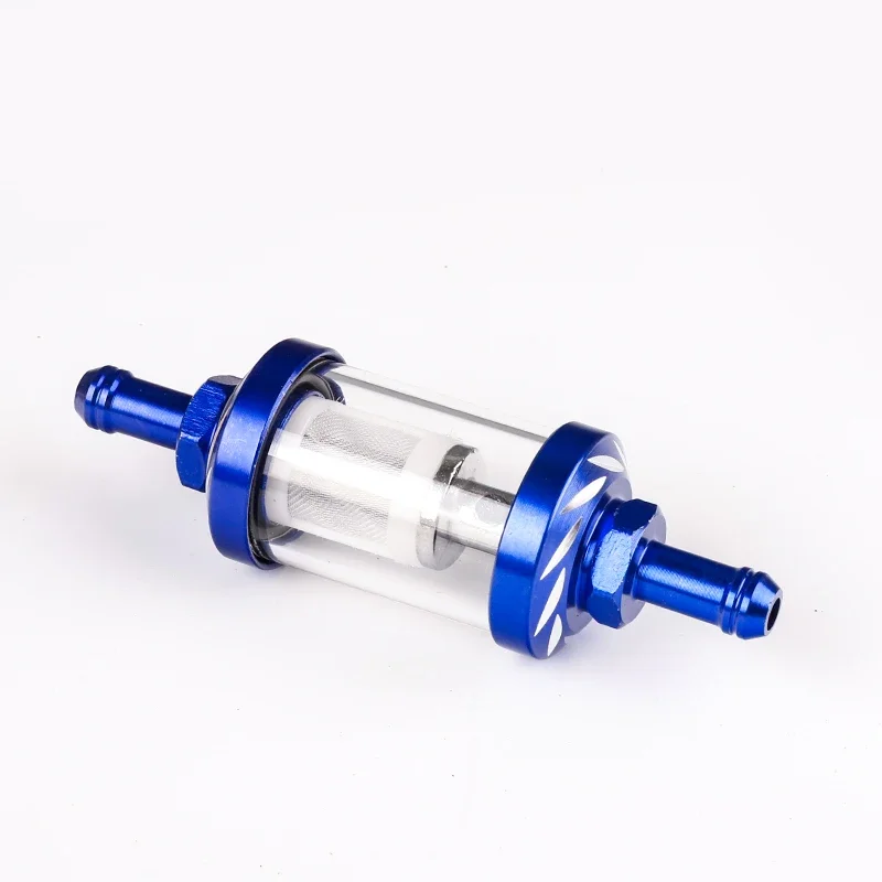 Motorcycle Fuel Filter 8mm CNC Aluminum Alloy Glass Gas Fuel Gasoline Oil Filter for Dirt Pit Bike 125/140/150/160cc CRF70 90 110 TTR100 110 KLX65
