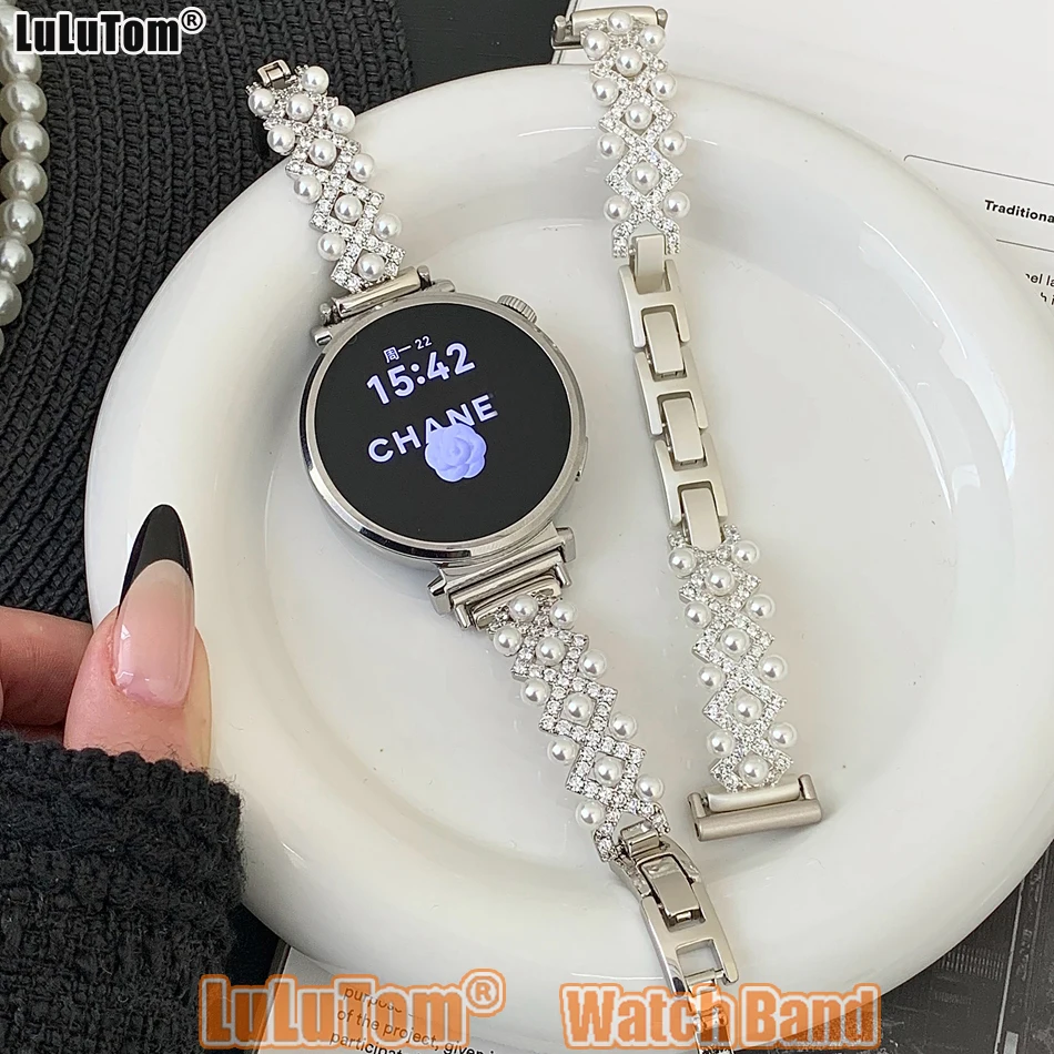 삼성 갤럭시 워치 8 울트라 7 6 5 4 44mm 40mm 화웨이 GT5 프로 42mm 46mm 우아한 진주 지르콘 팔찌 스트랩용 18mm 20mm 22mm 주얼리 워치 밴드