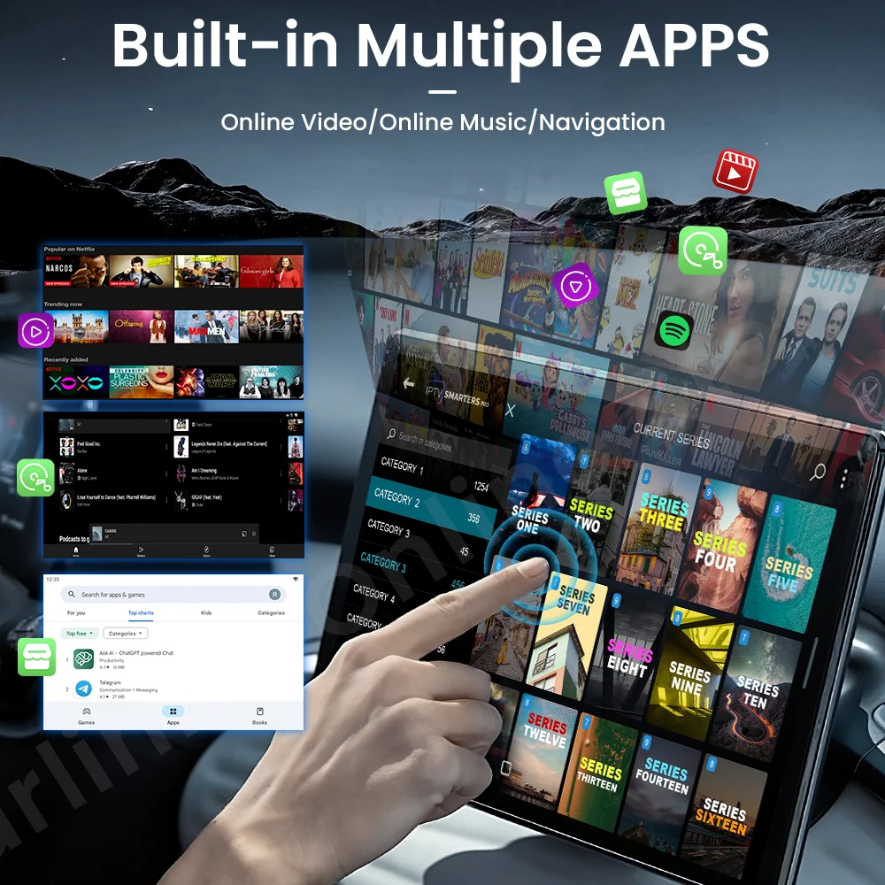 CarlinKit Lite Tv Box ȵ̵ 10  Carplay  ȵ̵ ڵ   ¶ Netfix Youtube IPTV Spotify Wifi BLE