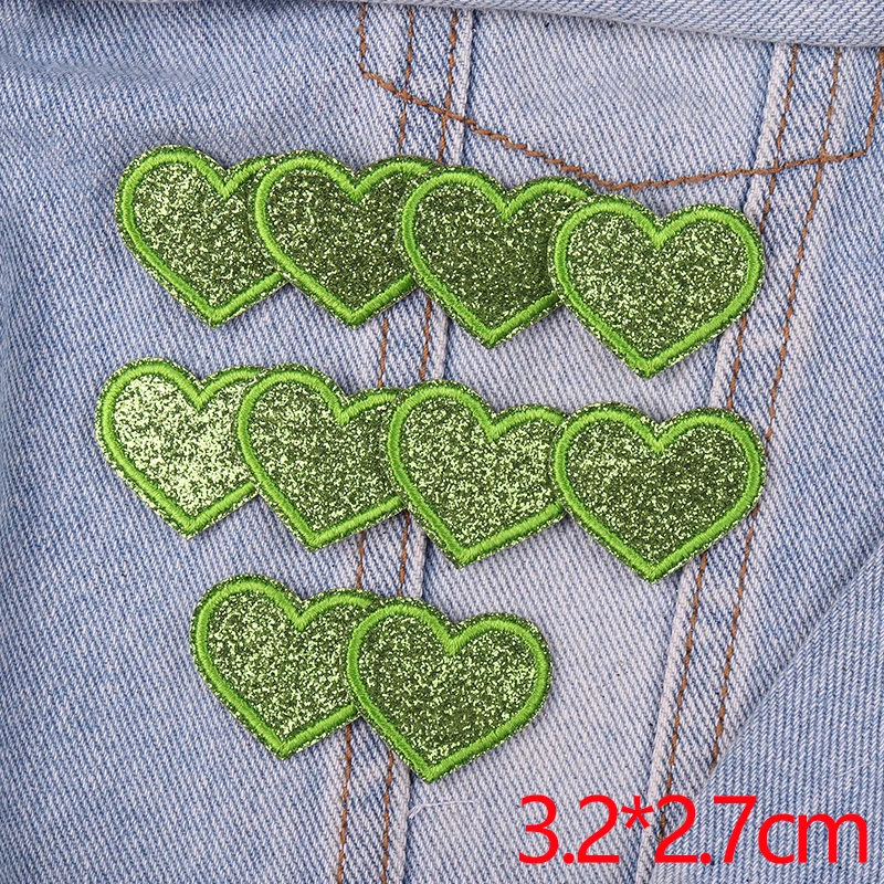 10 Stück bunte Glitzer-Liebesherzen, fünfzackige Sterne, bestickte Aufnäher für Röcke, Jeans, zum Aufbügeln oder Annähen, Dekoration für Kleidung, DIY – Detail 29