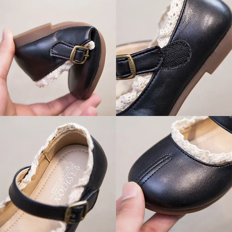 Girls Toddler Shoes Flat Shoes Spring Autumn Princess Lace PU Leather for 3-11 Ages