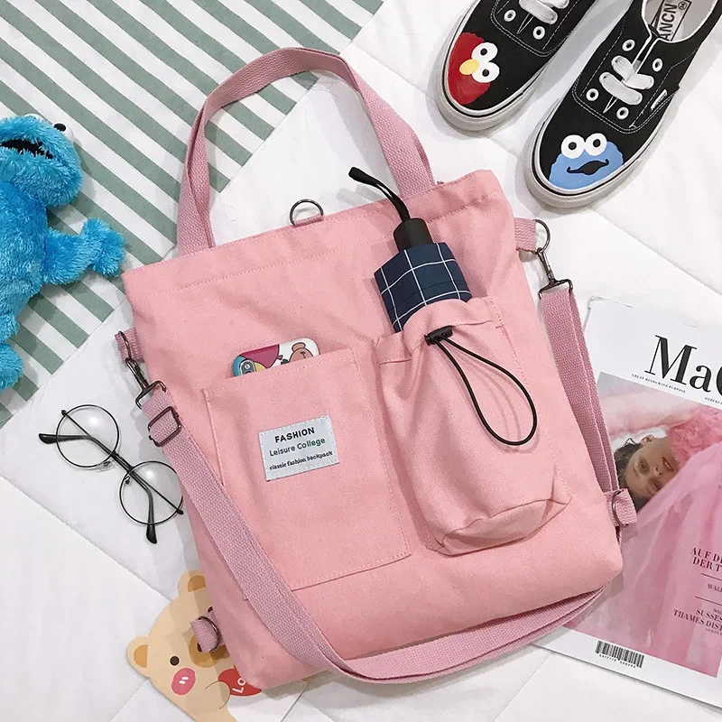 Shoulder Bag Canvas Tote Bag Women Package Print Bear Canvas Handbag Japanese Literary Casual Shopping Tote