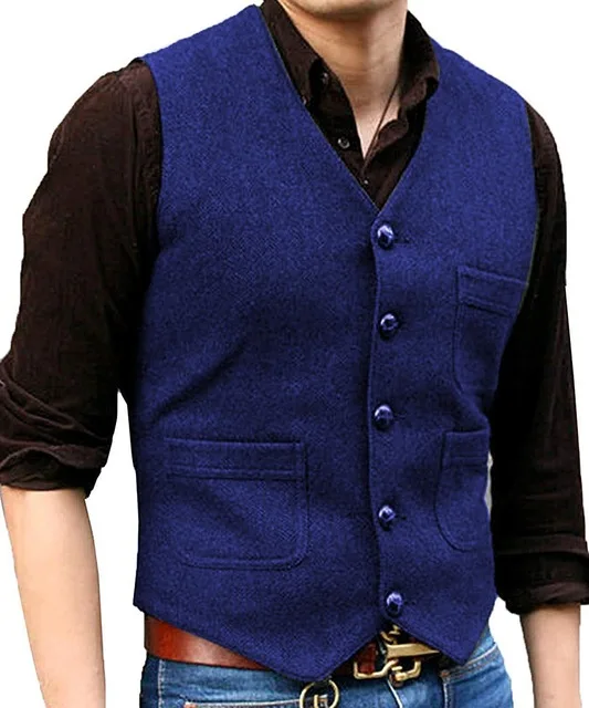 Dress Vests Mens Tweed Suit Business Steampunk Waistcoat Jacket Brown Black Victorian Style Groomman For Wedding