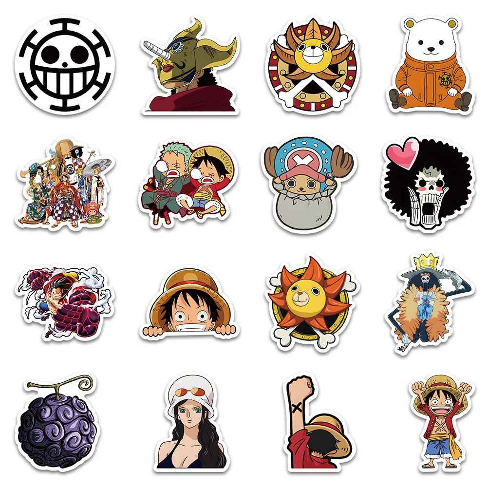 50pcs One Piece Cartoon Graffiti Stickers Skateboard Water Bottle Notebook Mobile Phone Kid Toy Decal Sticker Diy Decoration 3
