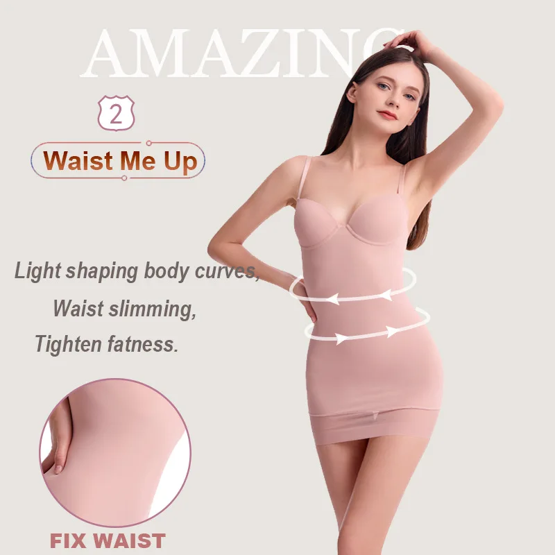 AfruliA Bodysuits Full Slips Shapewear Straight Tube Control Slip Body Shaper Under Dresses Underwire Cup Padded Bra Underskirts