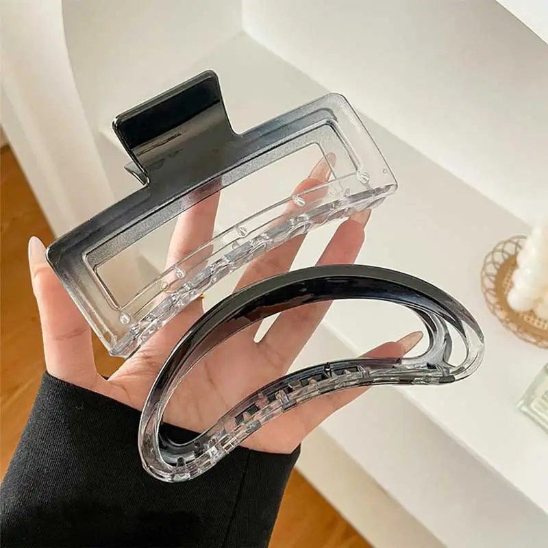 

New Gradient Hair Clips for Hair Women Transparent Crab Hair Claw Ins Style Acrylic Popular Hair Catches Temperament Shark Clip