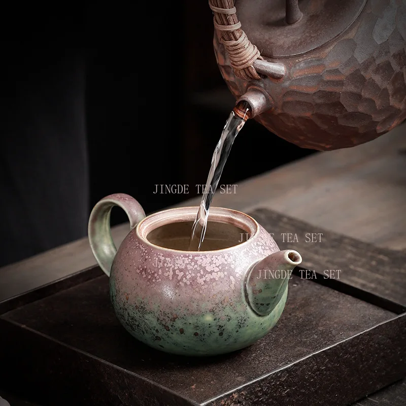 160ml capacity vintage brewing teapot rough pottery rusted glaze single pot Chinese Kung Fu tea set
