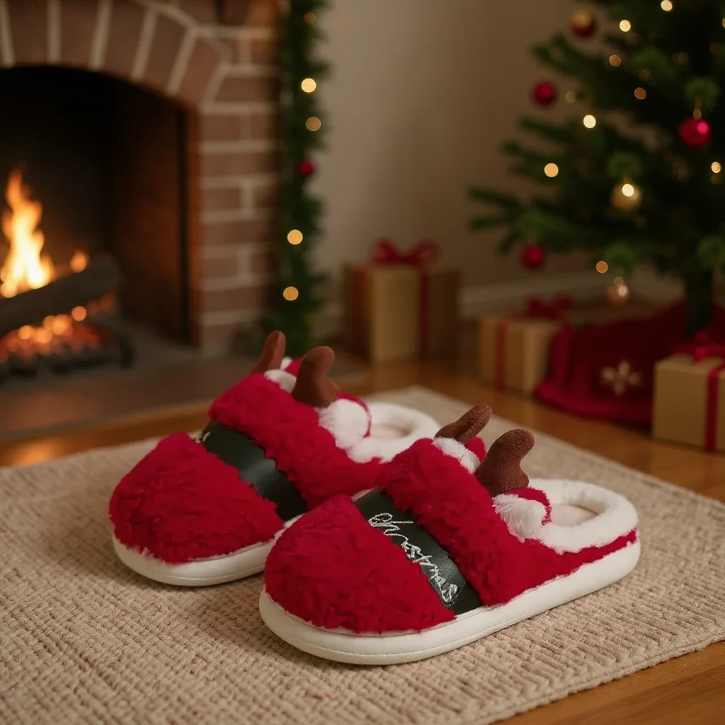 Cotton Christmas Slippers Non Slip Indoor Shoes