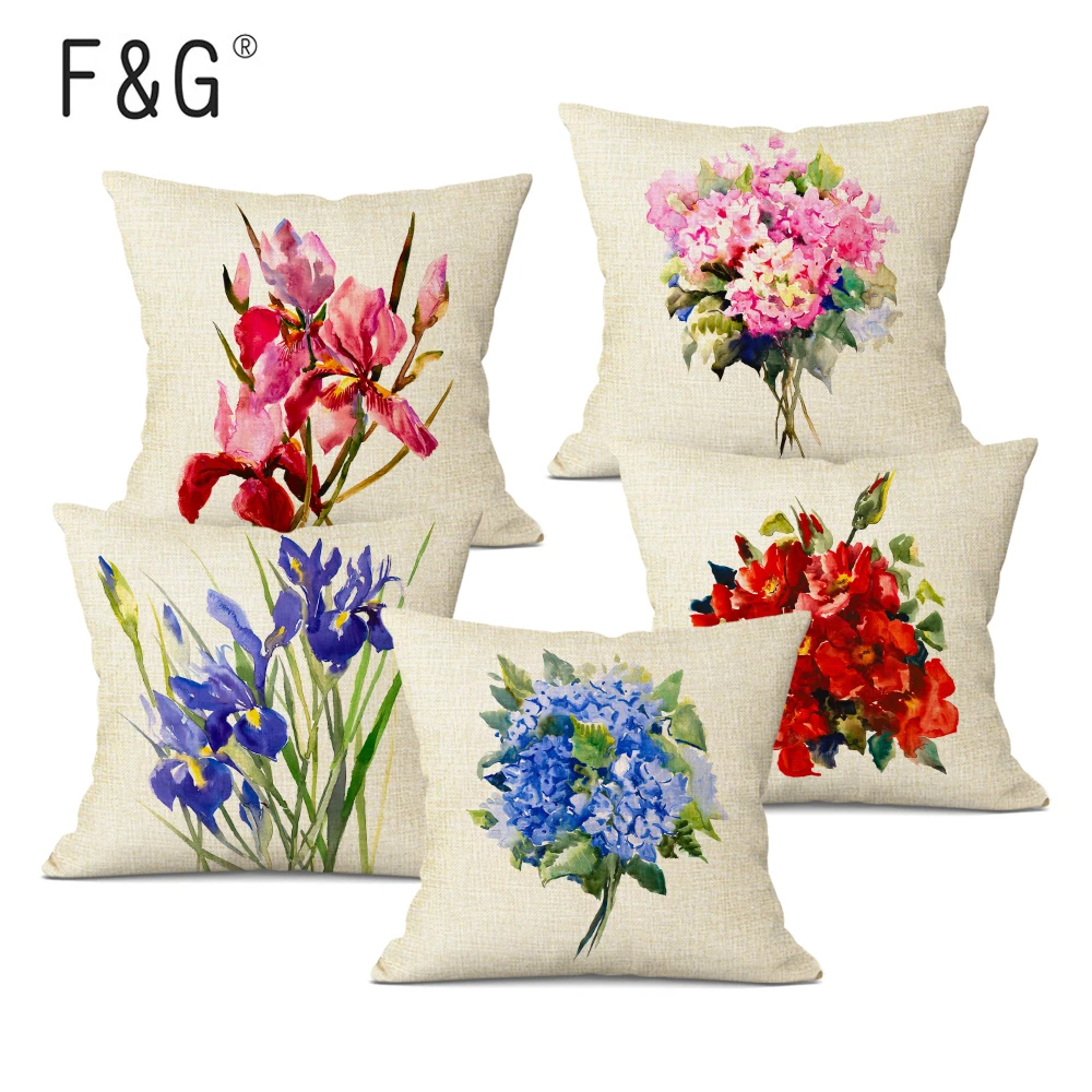 

Watercolor Flowers Pattern Decorative Cushion Cover 45x45CM Pillow Case Throw Pillowcase Home Sofa Decor Pillow Cover