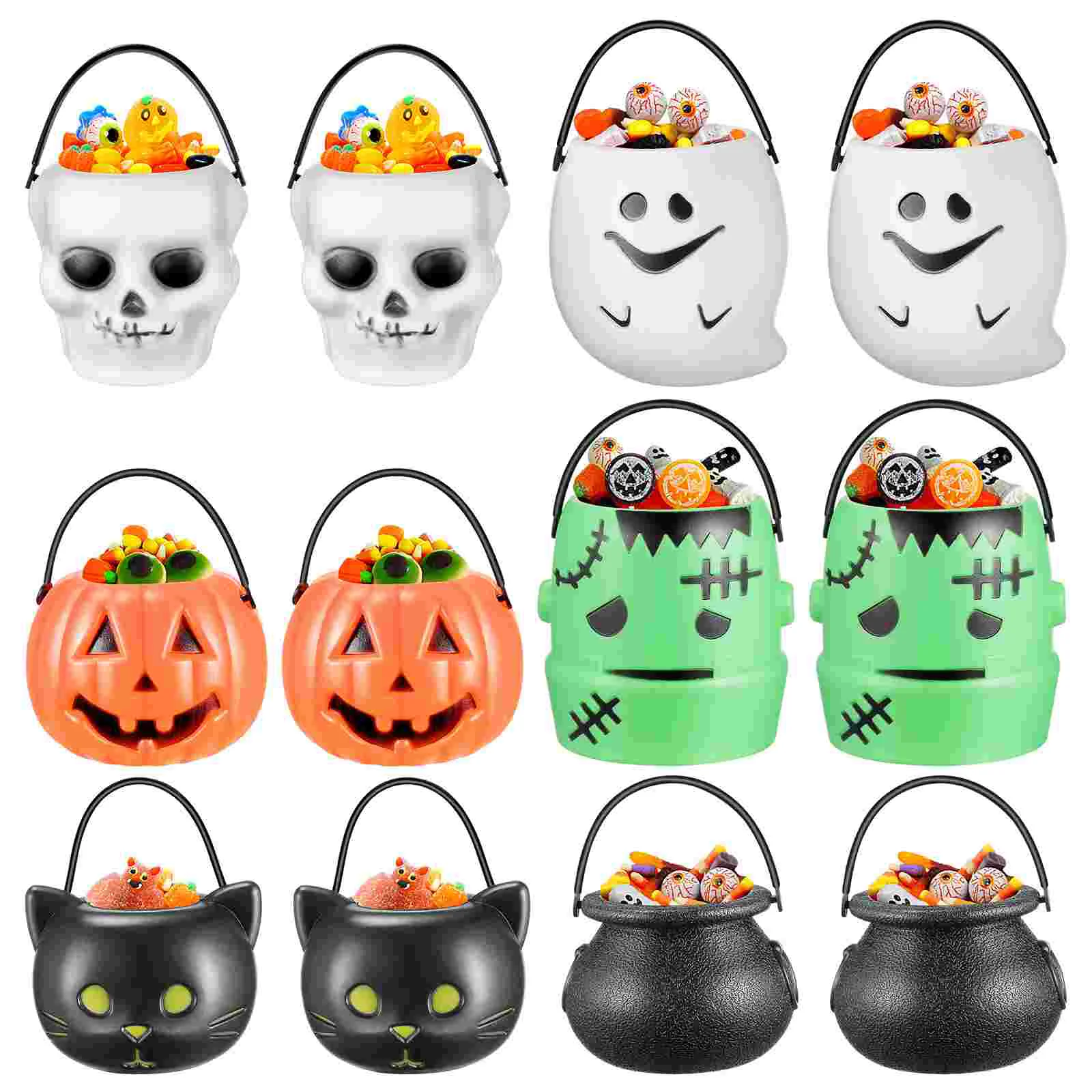 

Plastic Pumpkin Trick Treat Buckets Portable Mini Candy Halloween Party Supplies Home utensils for hospitality