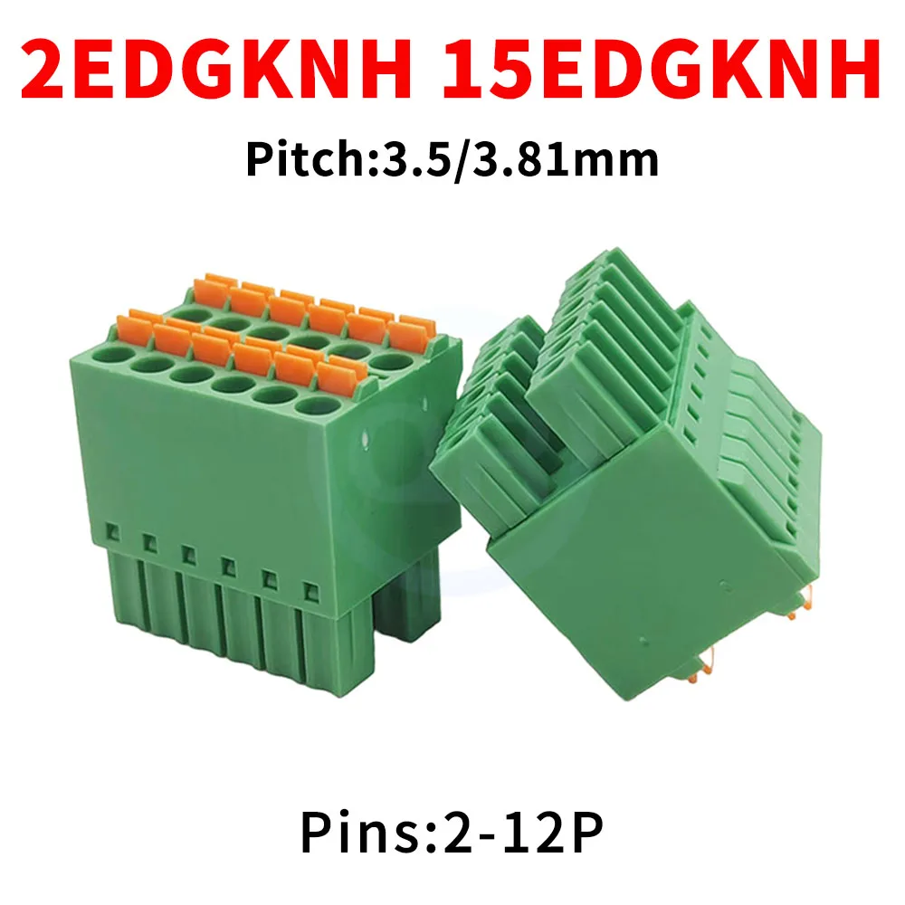 (10 Stück) 2EDGKNH 3,5 mm 3,81 mm zweireihige Steckklemmen KF 15EDGKNHC 3,5/3,81 schraubenlose Leiterplattenklemmen 2-12Pin