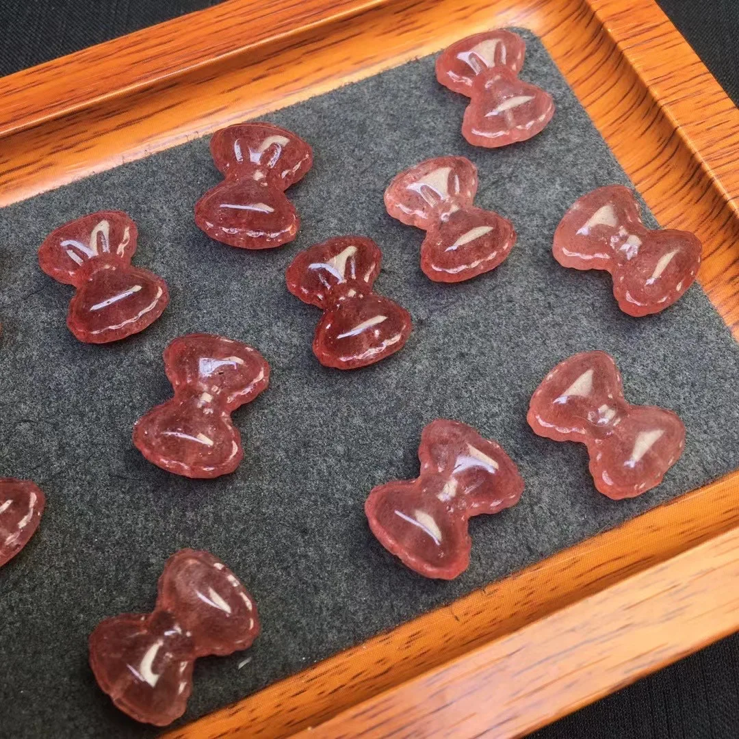 

Fengbaowu натуральный камень красная клубника кварц Бант бабочка узел Сделай Сам Подвеска Серьги Кристалл Модные ювелирные изделия подарок