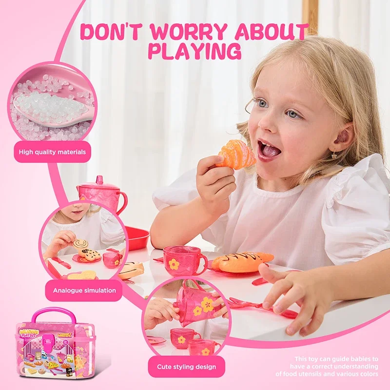 Toy Tea Set For Little Girls Tea Party Set Toys For Kids Girls Pretend Play Kitchen Food Miniature Snack Afternoon Tea Sets Toys