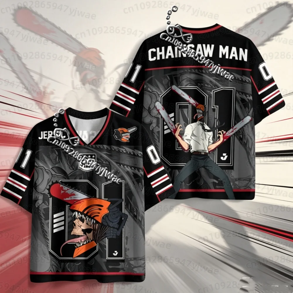26 Sommer Herren Damen Kurzarm T-Shirt Anime Chainsaw Man Denji Makima Asa Mitaka Print Jersey Herren T-Shirt Herrenbekleidung