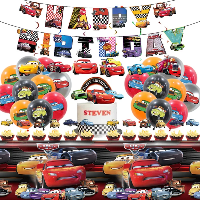 

Автомобили, McQueen, искусственный баннер, украшение для торта, набор воздушных шаров, детский подарок на день рождения, украшение для вечеринки «сделай сам»