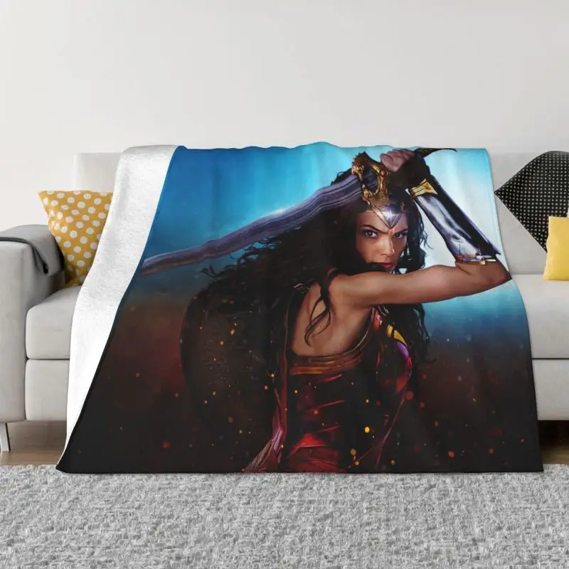

Super Hero Womans Blanket Warm Fleece Soft Flannel Wonder Throw Blankets for Bed Sofa Office Spring Autumn
