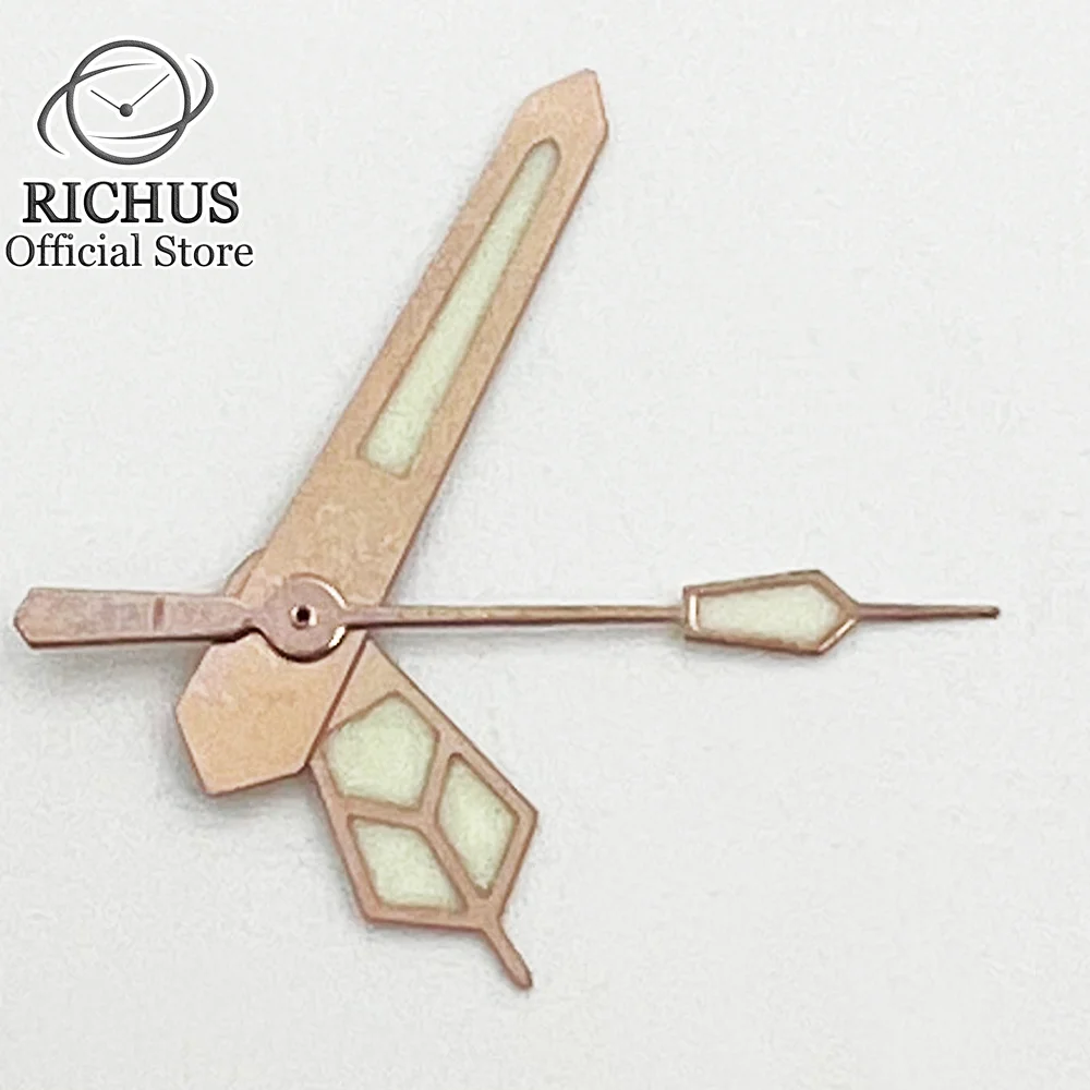 Lancette Dell'Orologio Per Nh35A Nh36A 7S26 7002 7009 4R35 4R36 Movimento C3 Luminoso Needls In Oro Rosa