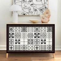 Retro Geometric Kitchen Cabinet Curtain Dust-proof Cupboard Wardrobe Curtain Bedroom Bookshelf Short Curtains Half-Curtain 1