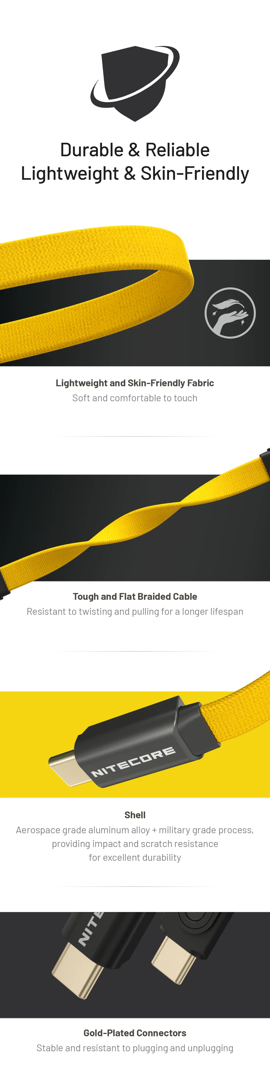 NITECORE NLink10 USB-C to USB-C Cable Magnetic 7cm 60W Fast Charging Type-c Cabl