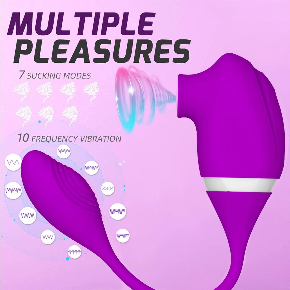 2 in 1 Clitoris Sucking Vibrator for Women Vibrating Egg Licking Oral Clit Vacuum Stimulator Female Sex Toy for Adults