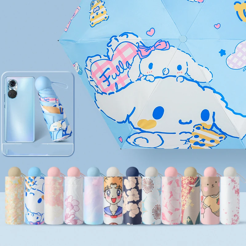 

Kawaii Sanrio Cinnamorroll Cartoon Cute Thin Foldable Portable Pocket Umbrella Sunshade Umbrella Uv Protection Sun Protection