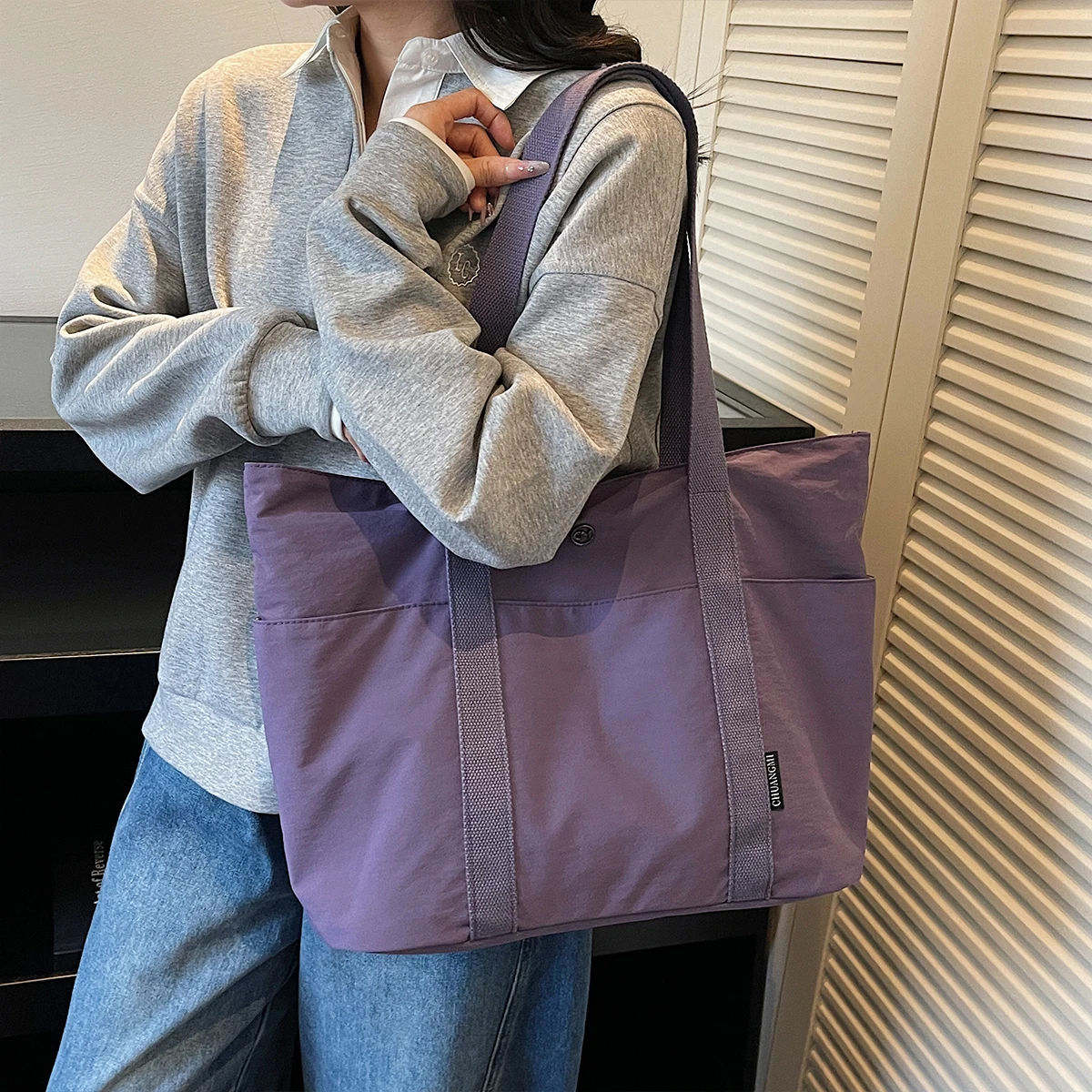 Large-Capacity Tote Bag for Junior High School Students, Canvas Tutoring Bag for High School Students to Carry Books, Tutoring Bag for Girls