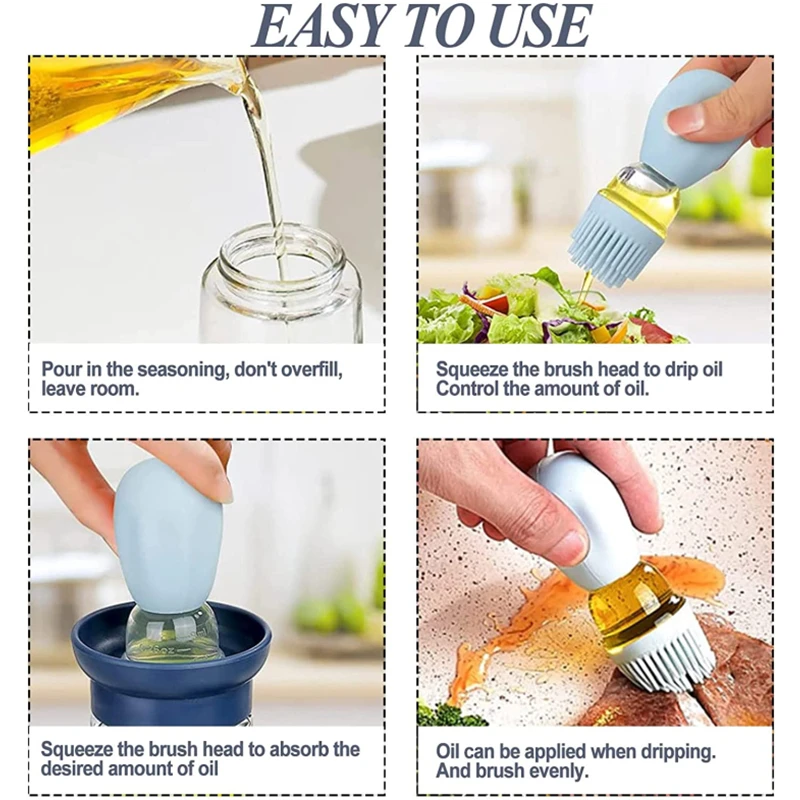 Kitchen Oil Bottle With Silicone Brush 2 In 1 Dropper Measuring Oil Dispenser Bottle For Kitchen Baking BBQ Grill Pastry Brushes