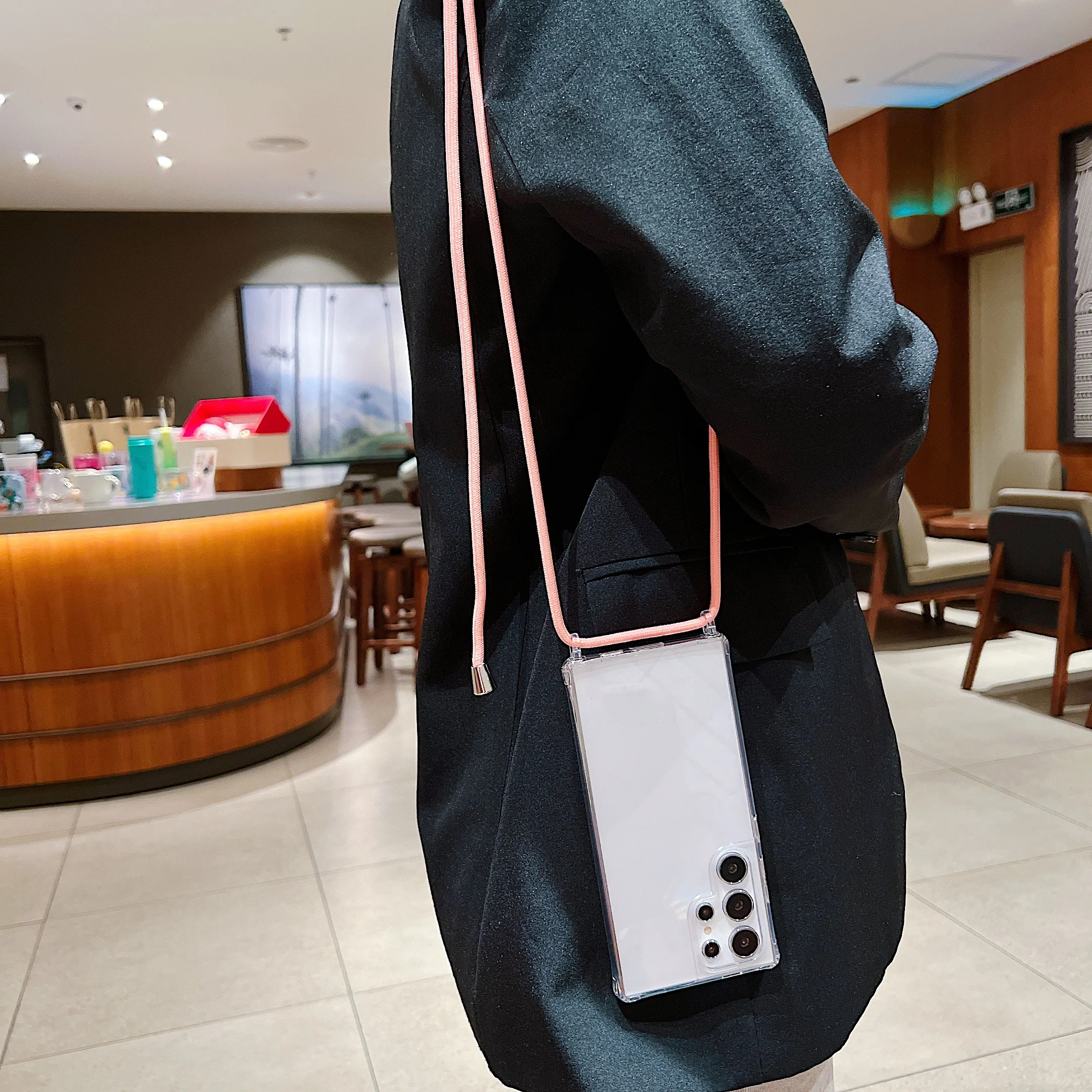 Versatile Crossbody Necklace Clear Phone Case with Lanyard Cord
