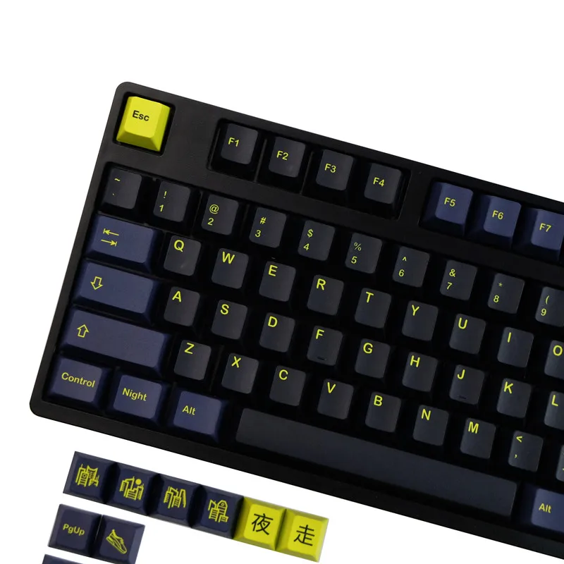 Keycaps Gmk Night Runner Pbt Dye Sublimation Perfil Cereja Keycap com Barra de Espaço Iso Enter 3u 7u 1.75u 2u Shift Conjunto - Imagem 2
