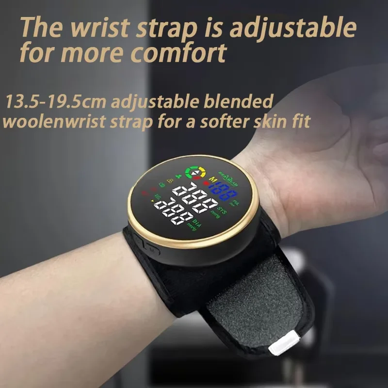 Wrist Blood Pressure Monitor Intelligent Voice HeartRate Blood Pressure Monitor LED Digital Screen Rechargeable Home Medical