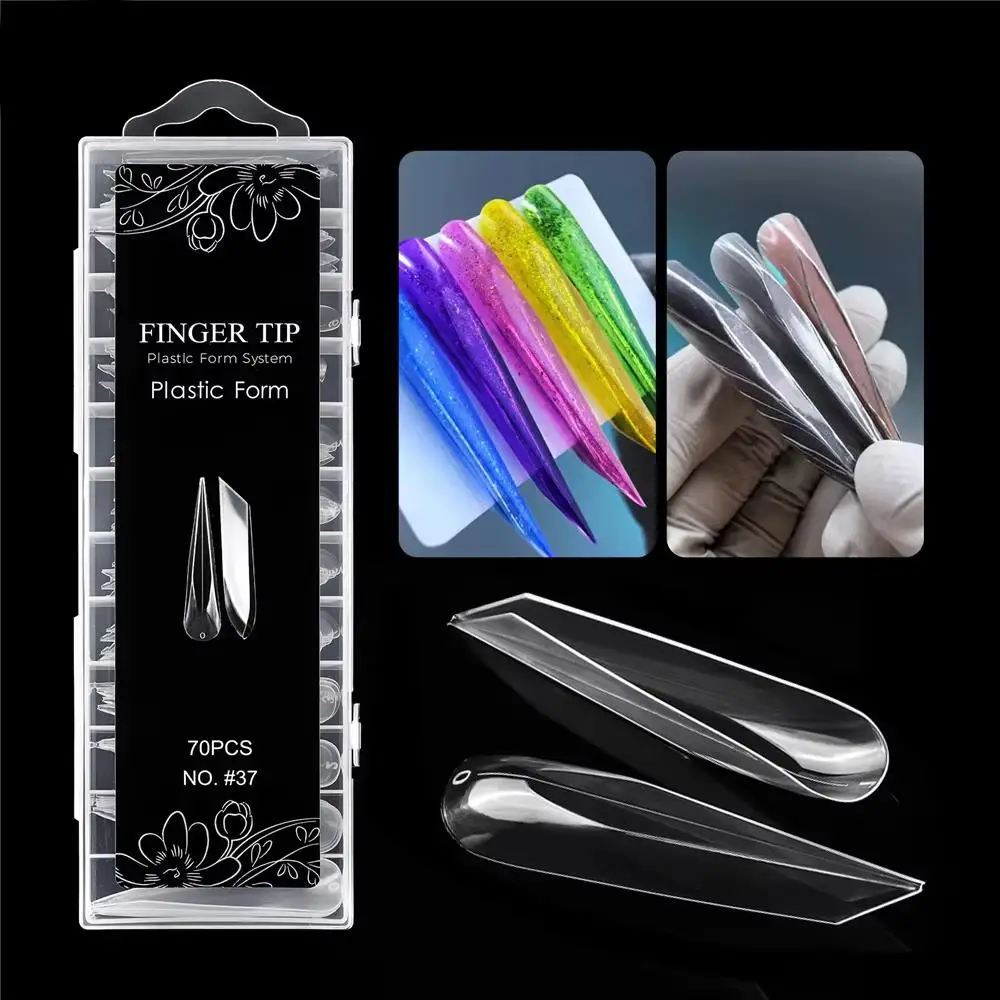 140/70pcs 클리어 네일 듀얼 폼 풀 커버 폴리 확장 젤 네일 몰드 3D 곡선 스틸레토 아크릴 네일 폼 DIY 매니큐어 도구