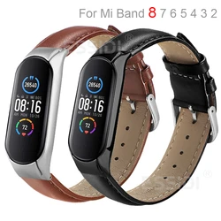 Essidi New Leather Bracelet Band With Case For Xiaomi Mi Band 8 7 6 5 4 3 Women Men Watch Wrist Strap Correa For Mi Band 7 8