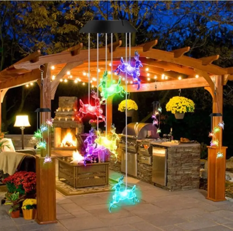 1set Wind Chimes Solar powered for patio and outdoor decorations Wind Chimes and Hanging Decorations for Christmas, Easter Decor