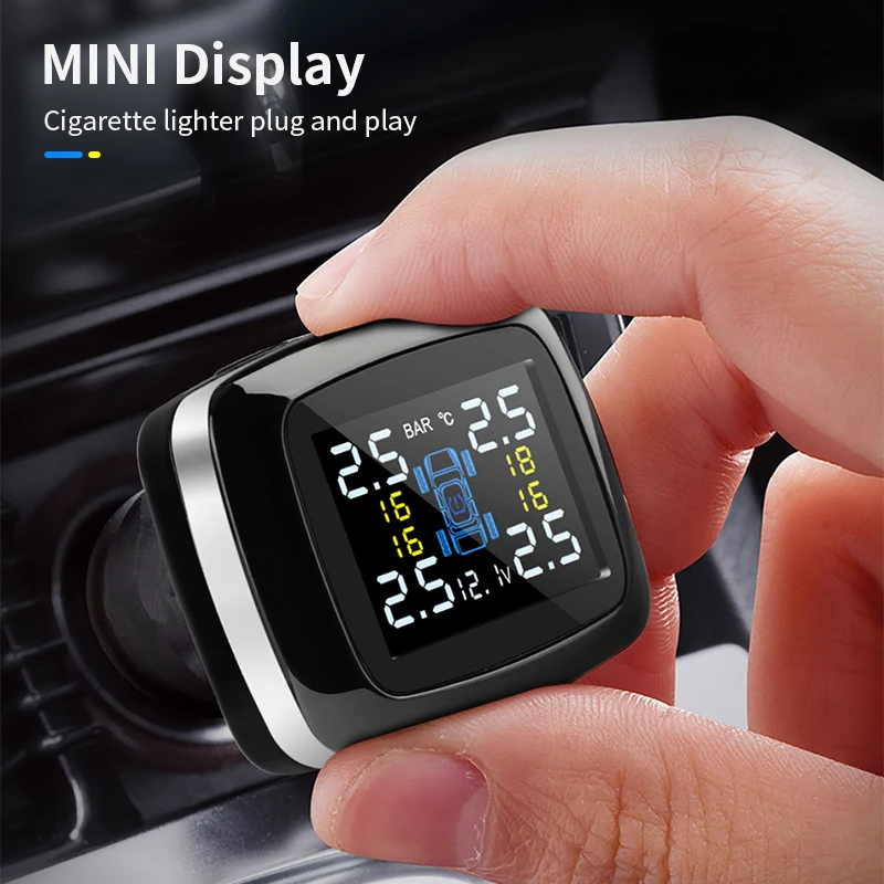 Upgraded Develuck Cigarette Lighter Digital tpms Angle Adjustable Car Tire Pressure Alarm System with USB Port Max 6 TPMS
