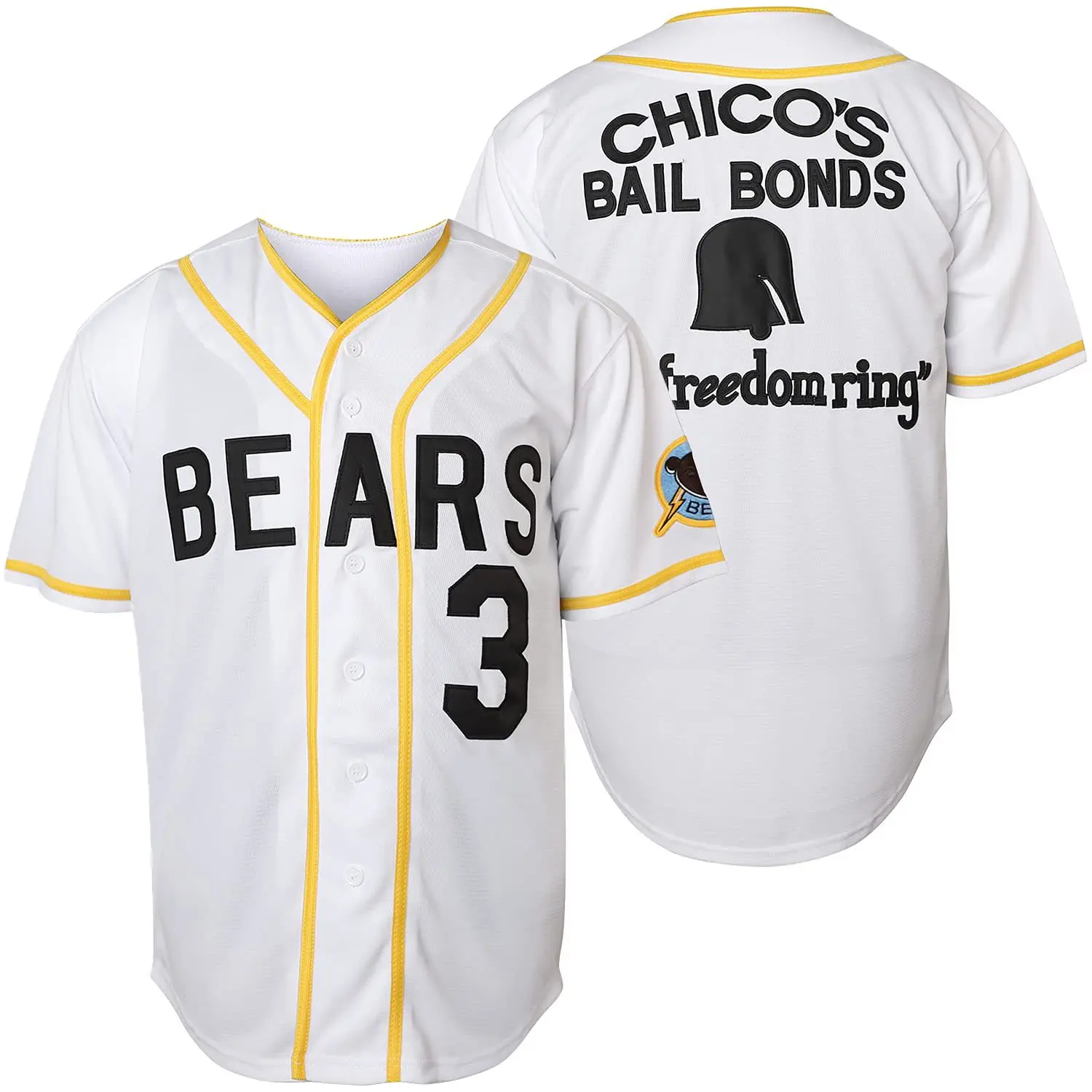 BAD NEWS BEARS MOVIE BUTTON DOWN JERSEY #3 Leak #12 Tanner Boyle White black Movie Stitched Baseball Jersey Stitched Logo