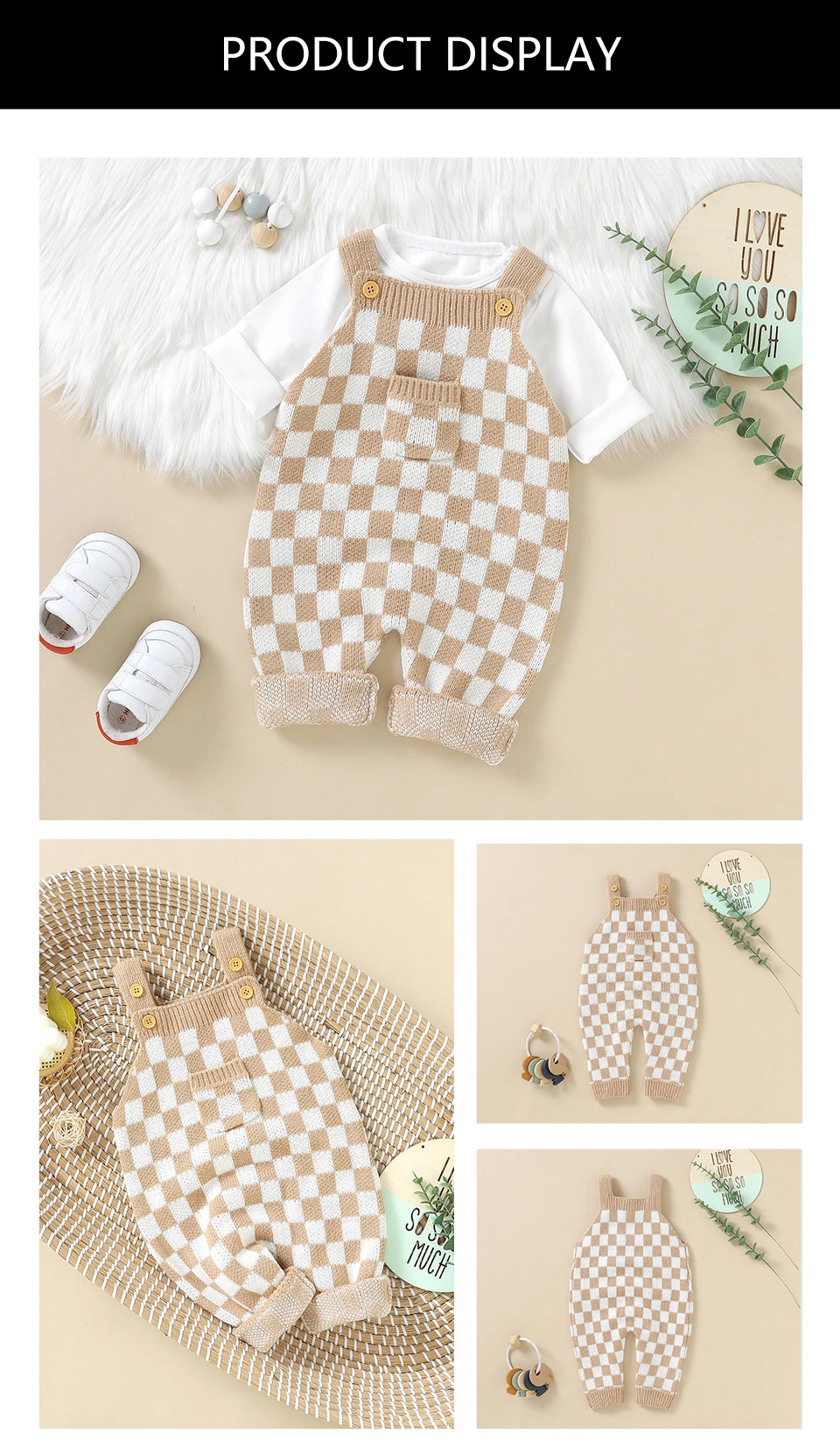 Strampler für Neugeborene, ärmellos, einteilig, gestrickt, für Jungen und Mädchen, Overalls, Playsuits, Frühling, Herbst, Winter, Kleinkind-Overall mit Trägern – Detail 4
