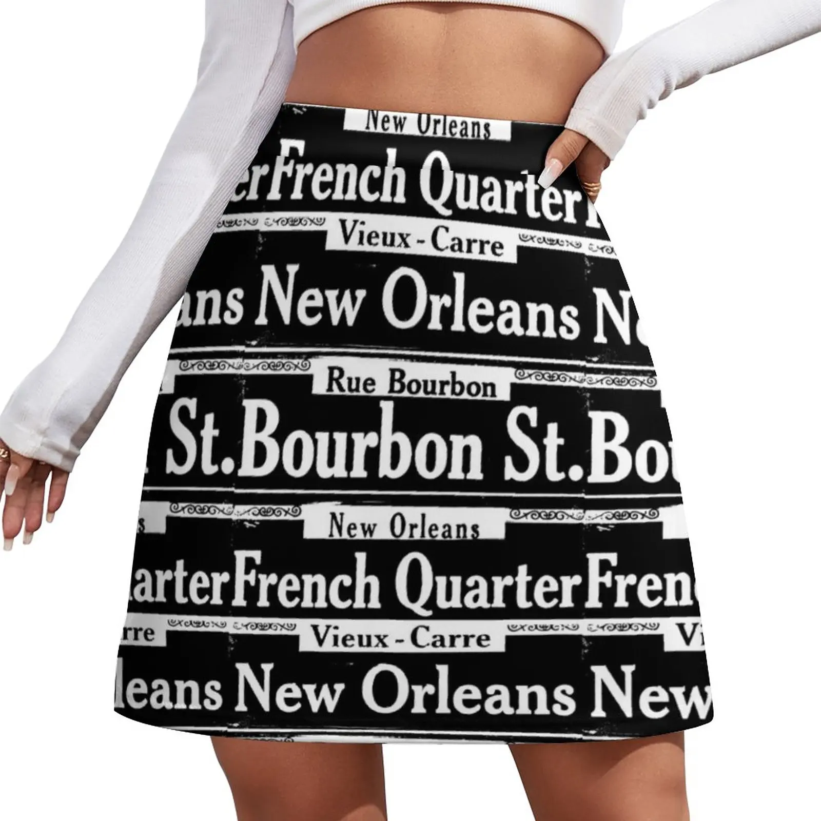 Street Sign Scenes of New Orleans Mini Skirt dress women summer skorts for women skirt for woman barricade sign toys road signs prop traffic cone light ornament plastic game street playset