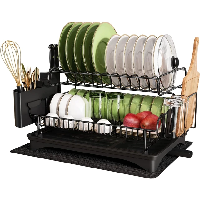 MAJALiS Kitchen Dish Drying Rack, 2 Tier Large Stainless Steel