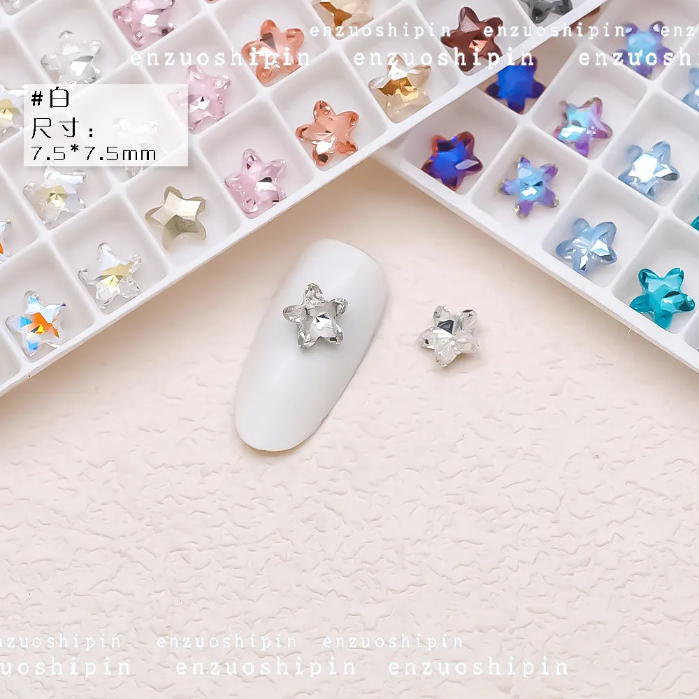 100 stücke Nagel verbesserung Seestern Schmuck Kristall spitzen Boden Diamant kleine Größe weißen Stern Glas Nagel Diamant Dekoration – Detail 17