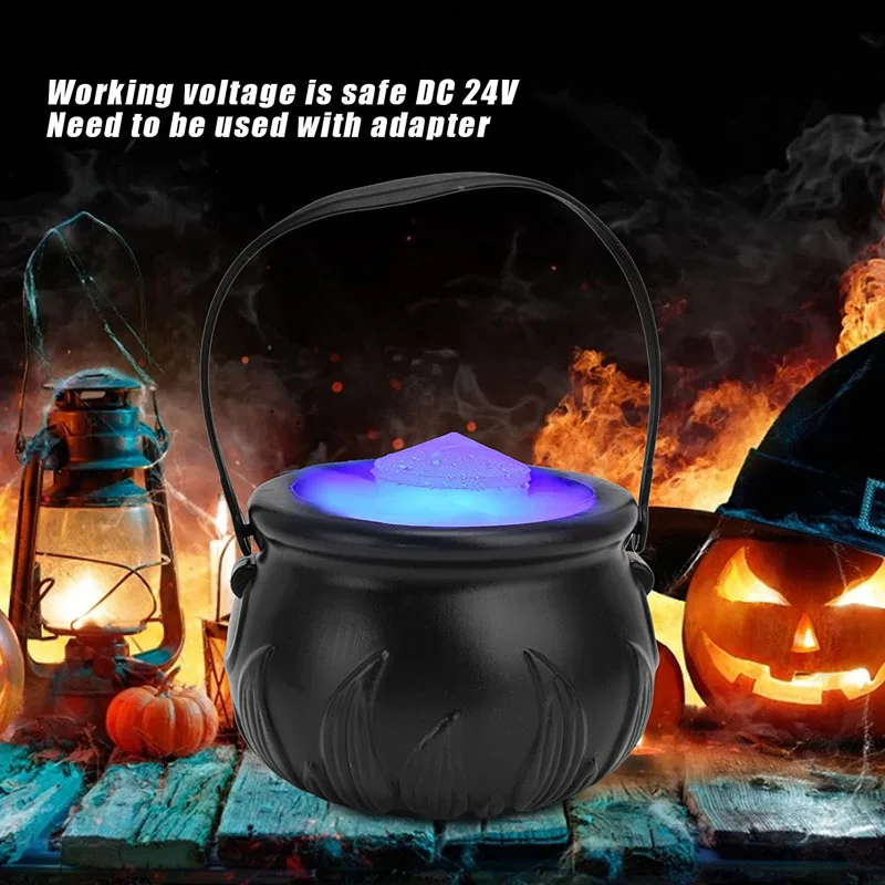 NewHalloweenWitchPotSmokeMachineFogMakerWaterFountainFoggerColorChangingFogMachine