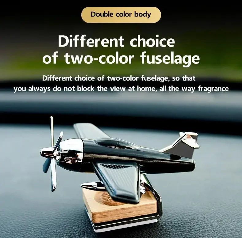 Car Essential Oil Diffuser Solar Airplane Air Freshener Wooden Base Fragrance Aromatherapy Diffuser Ornaments Auto Accessories